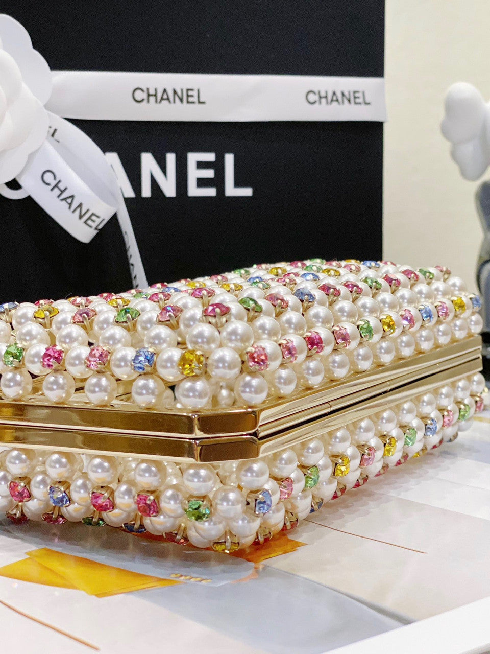 Chanel EVENING BAG SS2023 Glass Pearls & Gold-Tone Metal