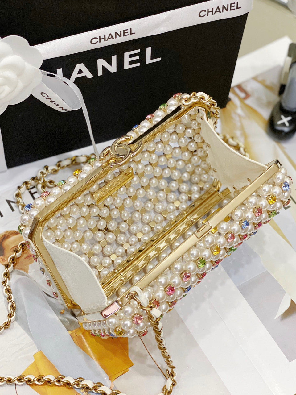 Chanel EVENING BAG SS2023 Glass Pearls & Gold-Tone Metal