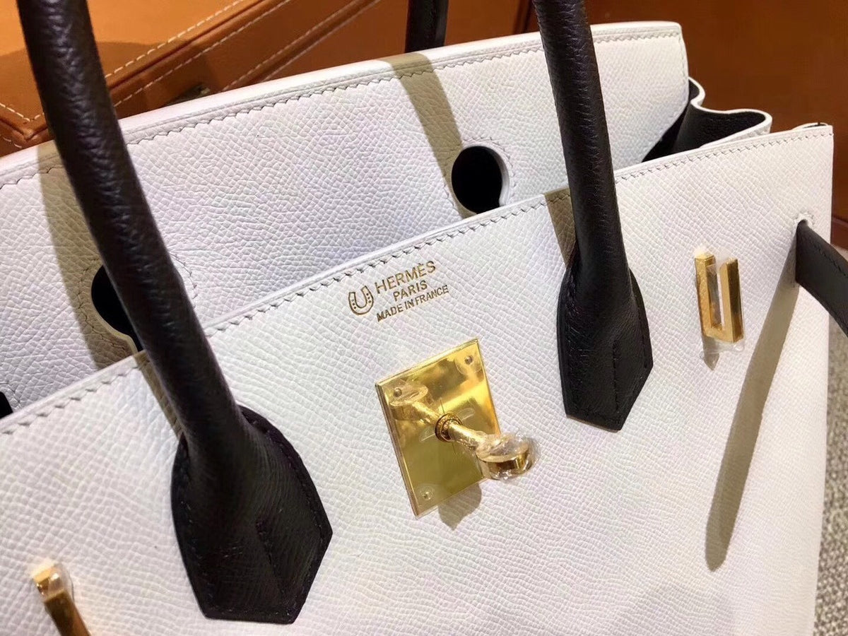 Hermes Bi-Colour White/Black Birkin 30 cm Epsom Palladium  Hardware