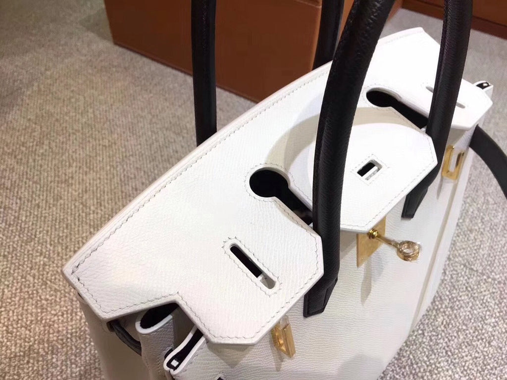 Hermes Bi-Colour White/Black Birkin 30 cm Epsom Palladium  Hardware