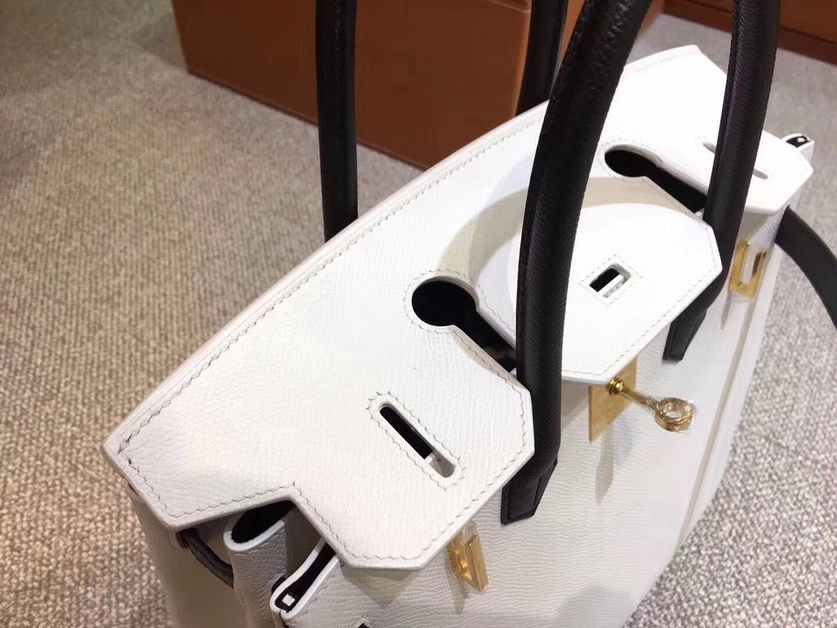 Hermes Bi-Colour White/Black Birkin 30 cm Epsom Palladium  Hardware