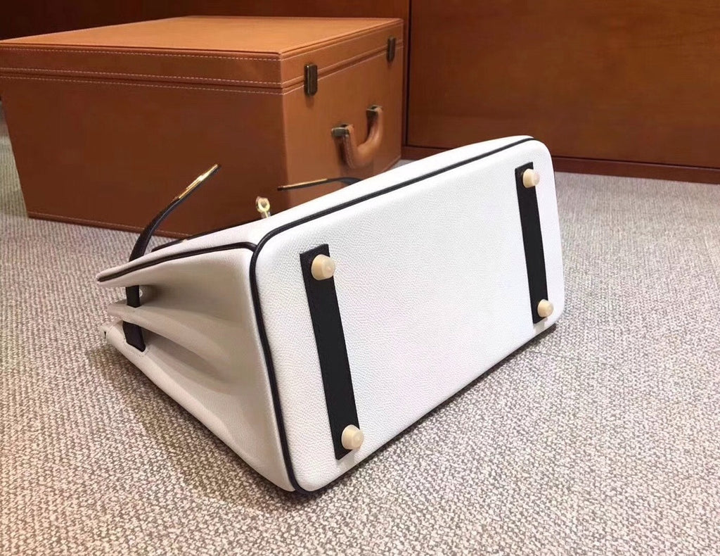 Hermes Bi-Colour White/Black Birkin 30 cm Epsom Palladium  Hardware