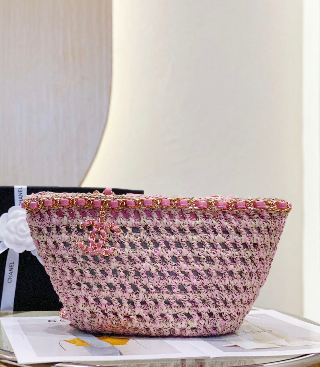 Chanel Small Crochet Tote SS2023 Pink