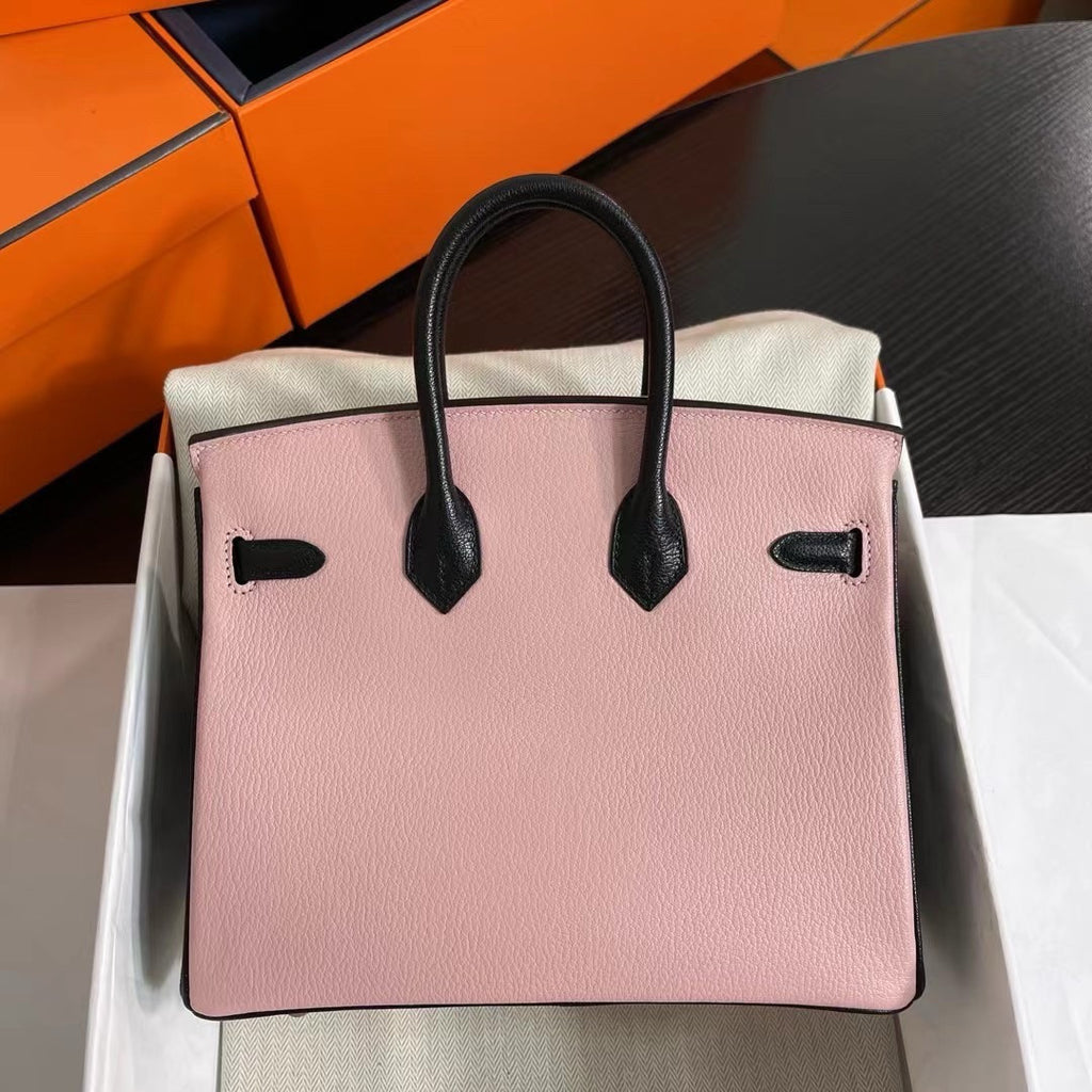 Hermes Special Order Retourne Pink Sakura/Black Birkin 30 cm Epsom Gold Hardware