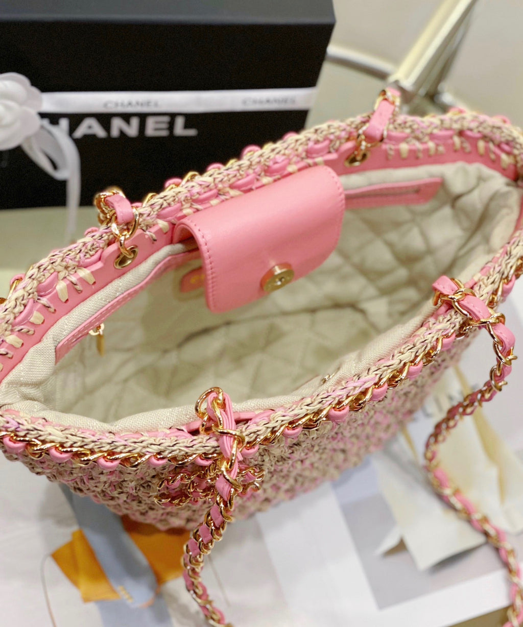 Chanel Small Crochet Tote SS2023 Pink