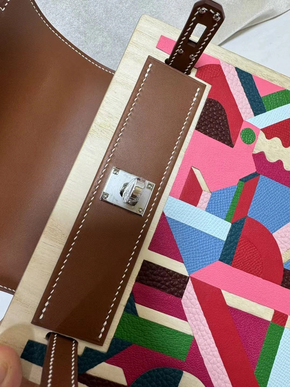 Hermès Limited Edition Fauve Barenia, Multicolor Clemence, Togo, Epsom, Madame, Tadelakt, Chèvre and Wood Kellywood Perspective Cavaliere Kelly 22 Palladium Hardware