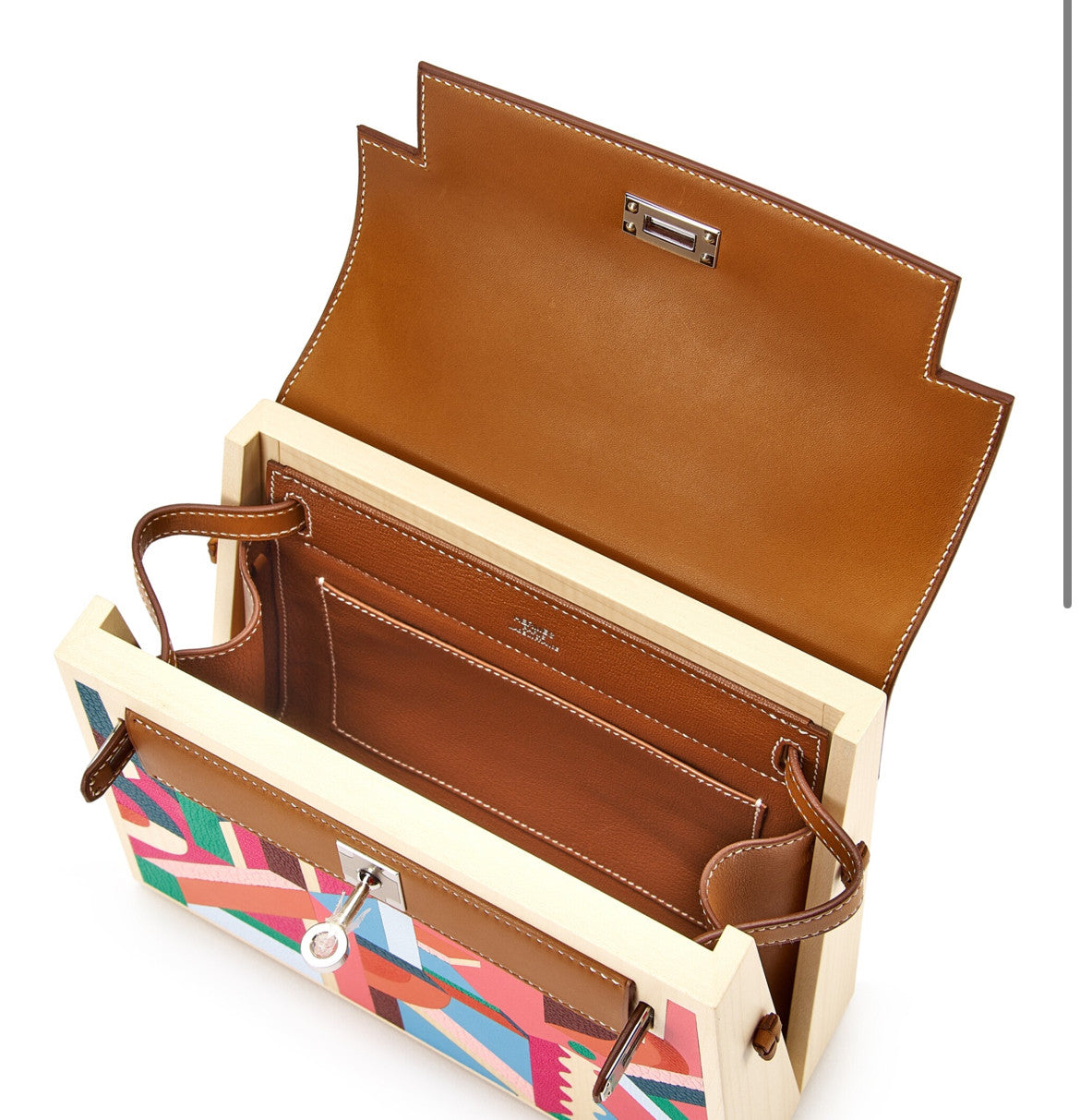 Hermès Limited Edition Fauve Barenia, Multicolor Clemence, Togo, Epsom, Madame, Tadelakt, Chèvre and Wood Kellywood Perspective Cavaliere Kelly 22 Palladium Hardware
