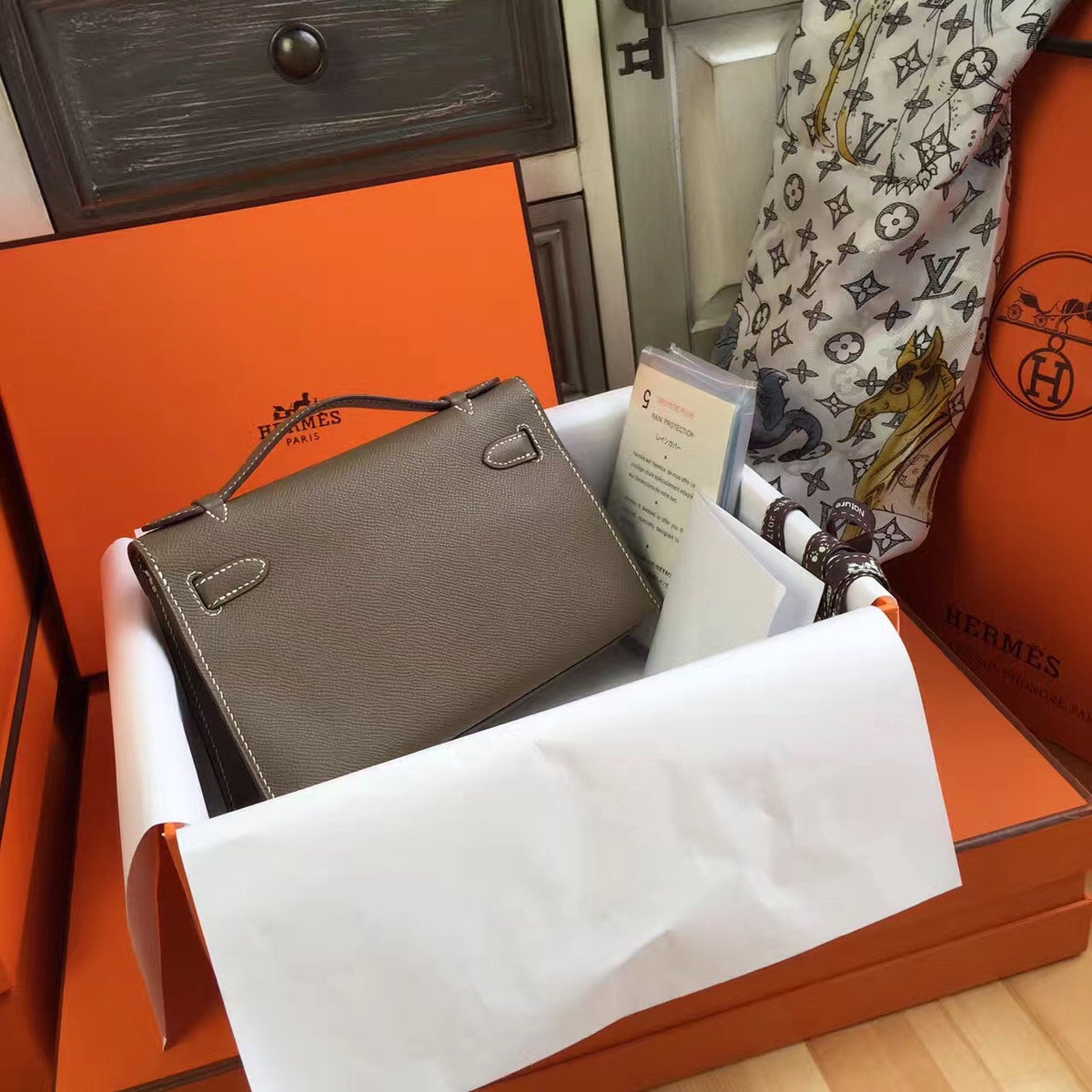 Hermès 18 Etoup Mini Kelly Pochette Epsom leather Gold hardware