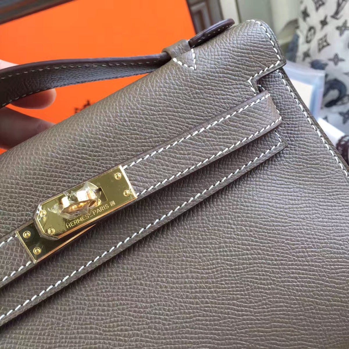 Hermès 18 Etoup Mini Kelly Pochette Epsom leather Gold hardware