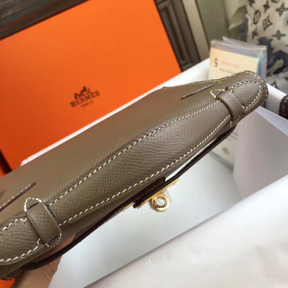 Hermès 18 Etoup Mini Kelly Pochette Epsom leather Gold hardware