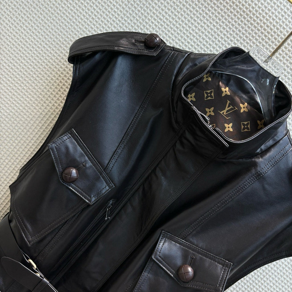 Louis Vuitton 1AFEC4 Sleeveless Leather Safari Jacket
