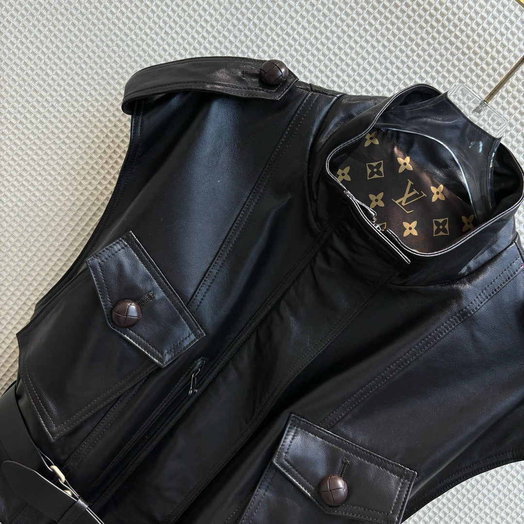 Louis Vuitton 1AFEC4 Sleeveless Leather Safari Jacket