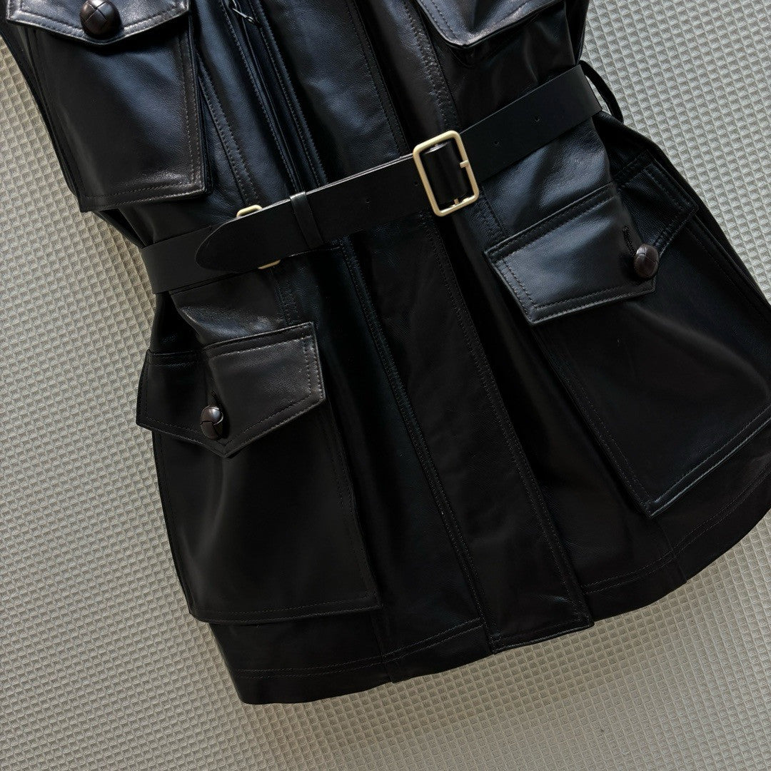 Louis Vuitton 1AFEC4 Sleeveless Leather Safari Jacket
