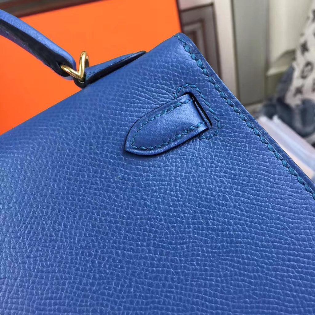 Hermès R2 Bleu Agate Kelly Mini II Epsom Gold Hardware