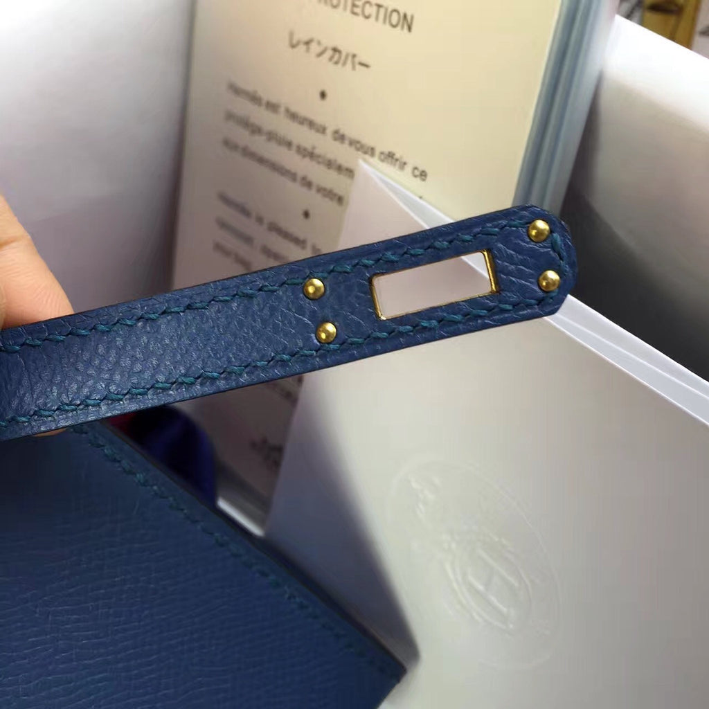 Hermès R2 Bleu Agate Kelly Mini II Epsom Gold Hardware