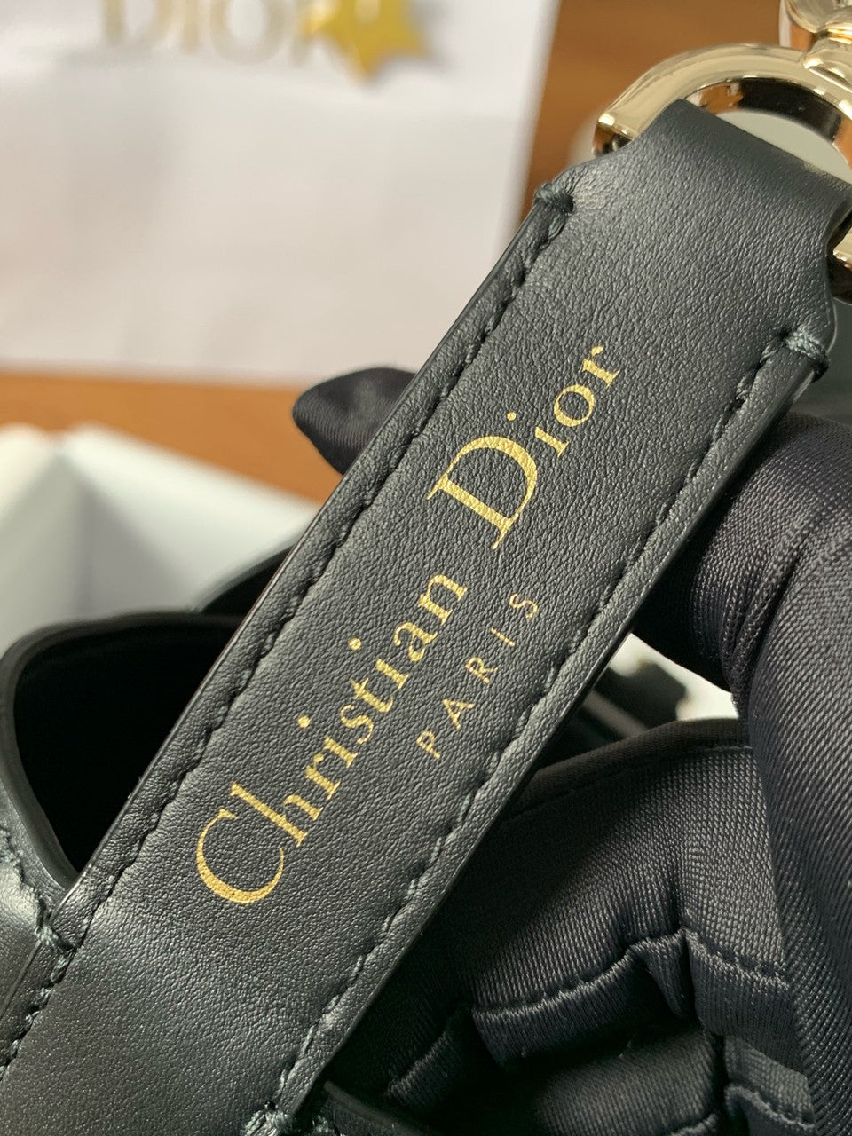 Christian Dior Medium Dior Toujours Vertical Tote Bag Black Macrocannage Crinkled Calfskin