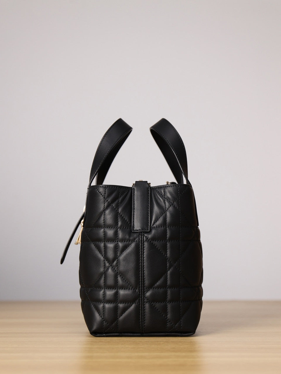 Christian Dior Small Dior Toujours Vertical Tote Bag Black Macrocannage Crinkled Calfskin