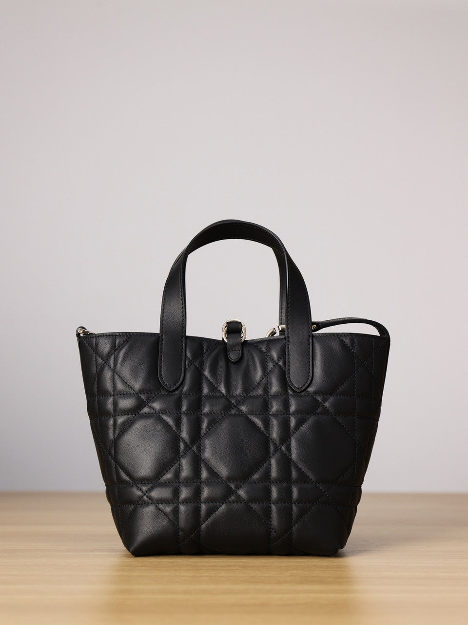 Christian Dior Small Dior Toujours Vertical Tote Bag Black Macrocannage Crinkled Calfskin