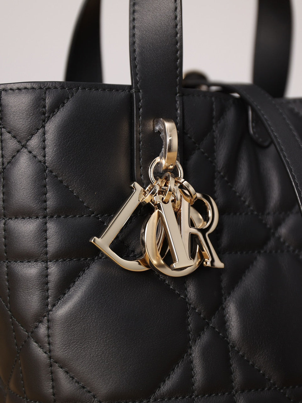 Christian Dior Small Dior Toujours Vertical Tote Bag Black Macrocannage Crinkled Calfskin
