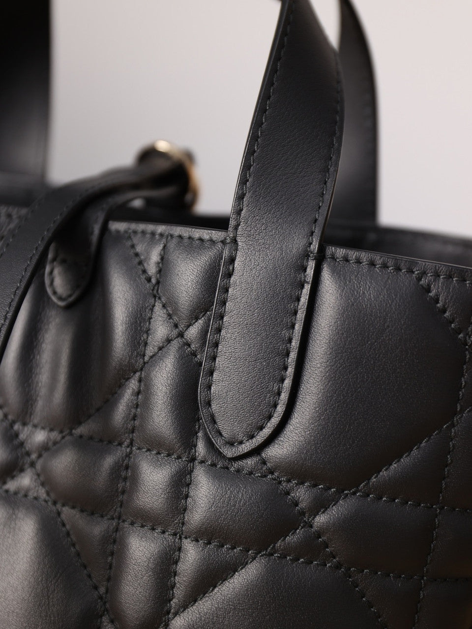 Christian Dior Small Dior Toujours Vertical Tote Bag Black Macrocannage Crinkled Calfskin