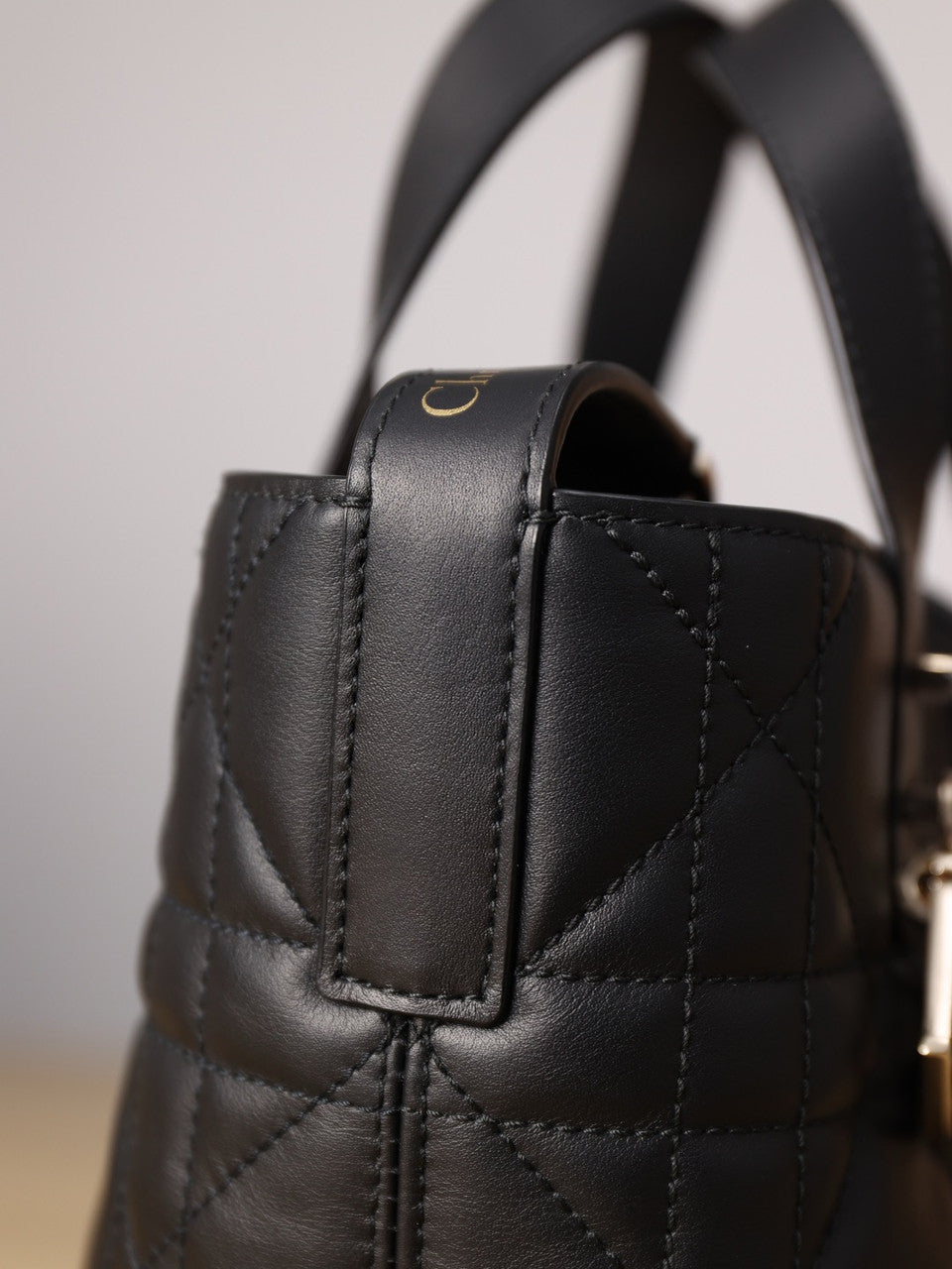 Christian Dior Small Dior Toujours Vertical Tote Bag Black Macrocannage Crinkled Calfskin