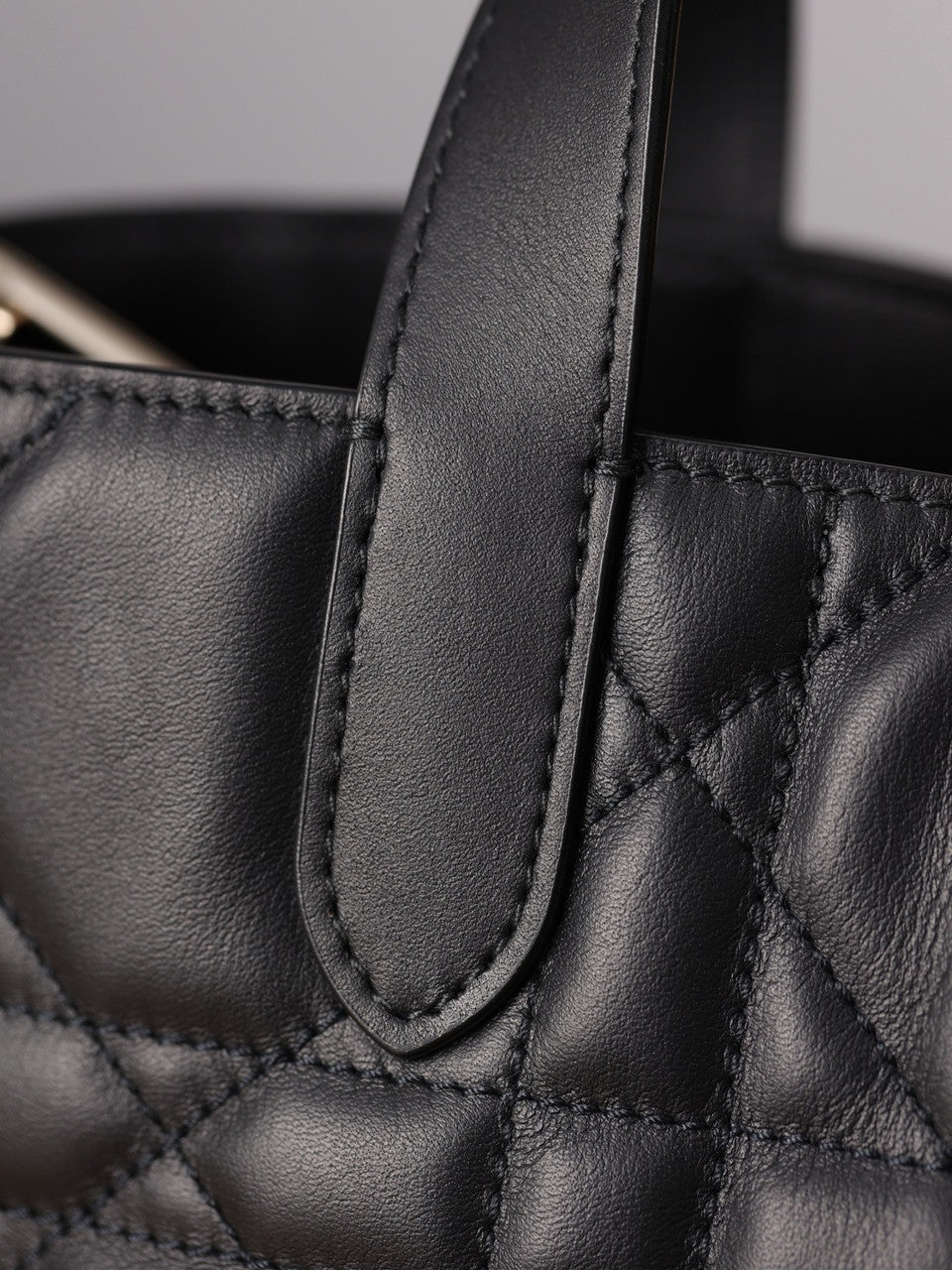 Christian Dior Small Dior Toujours Vertical Tote Bag Black Macrocannage Crinkled Calfskin