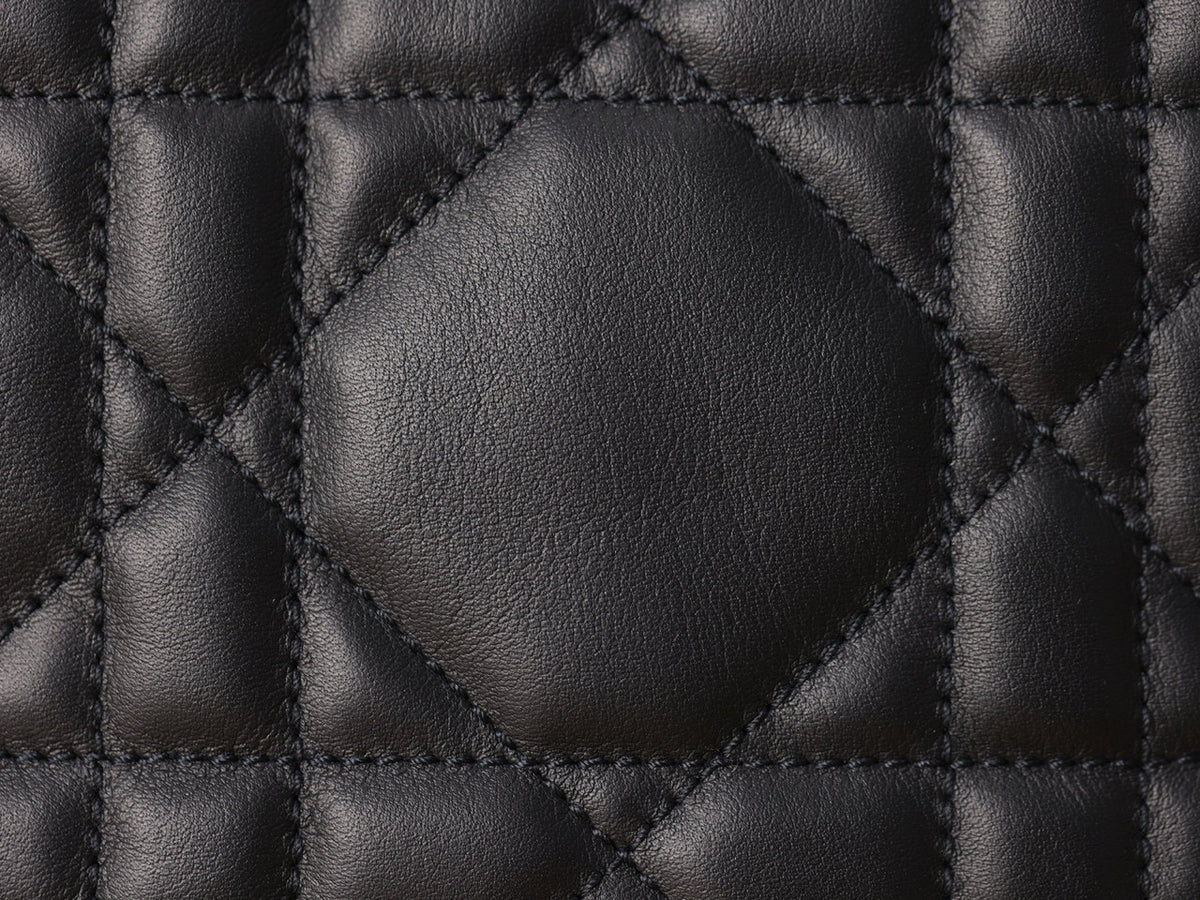 Christian Dior Small Dior Toujours Vertical Tote Bag Black Macrocannage Crinkled Calfskin