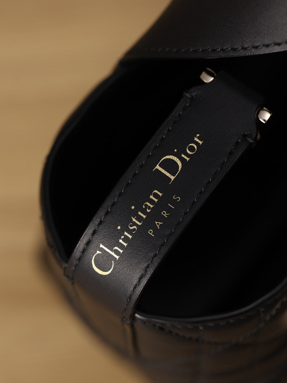 Christian Dior Small Dior Toujours Vertical Tote Bag Black Macrocannage Crinkled Calfskin