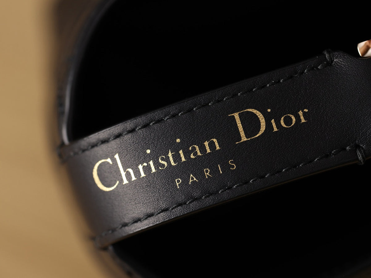 Christian Dior Small Dior Toujours Vertical Tote Bag Black Macrocannage Crinkled Calfskin