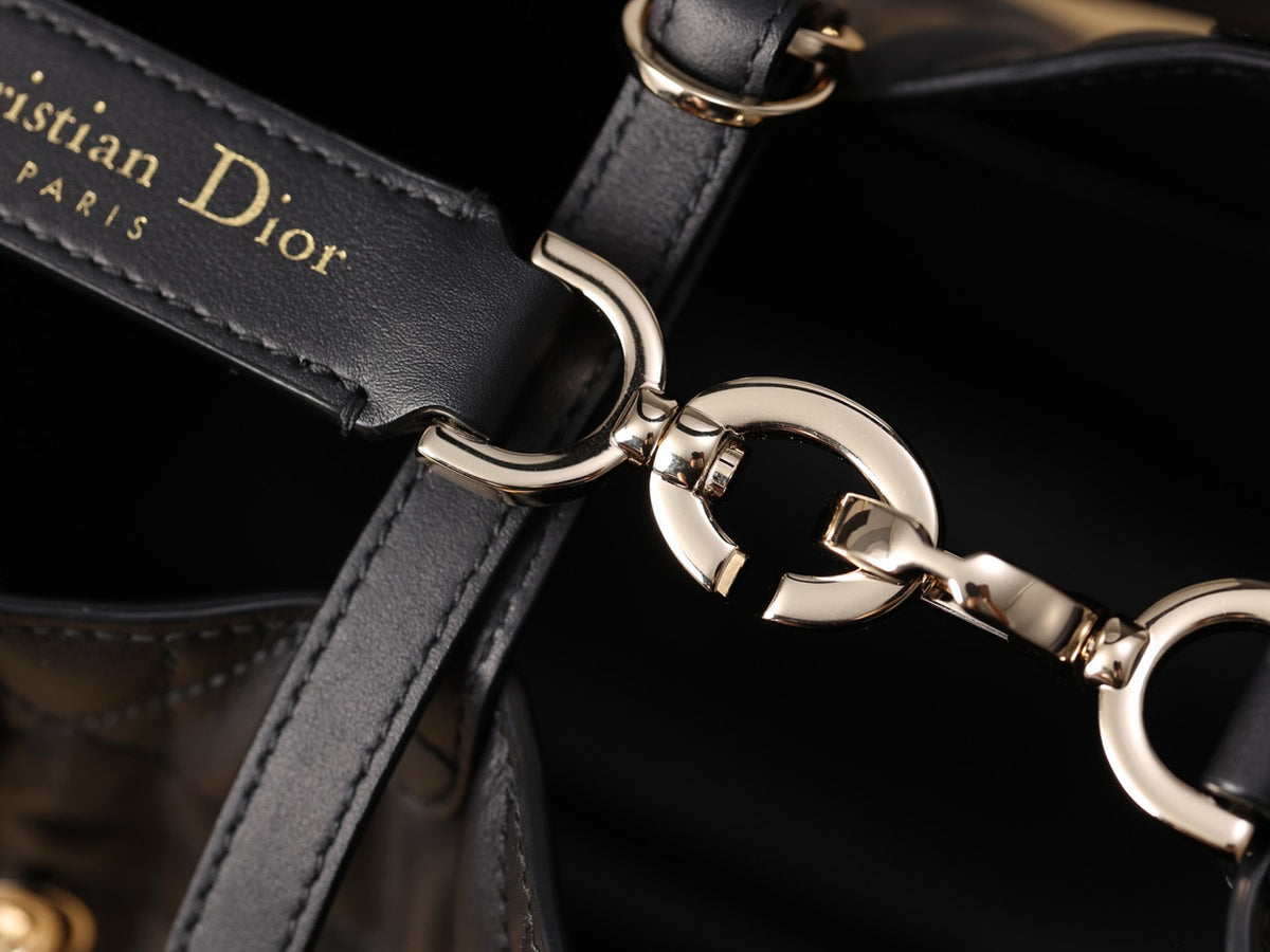 Christian Dior Small Dior Toujours Vertical Tote Bag Black Macrocannage Crinkled Calfskin