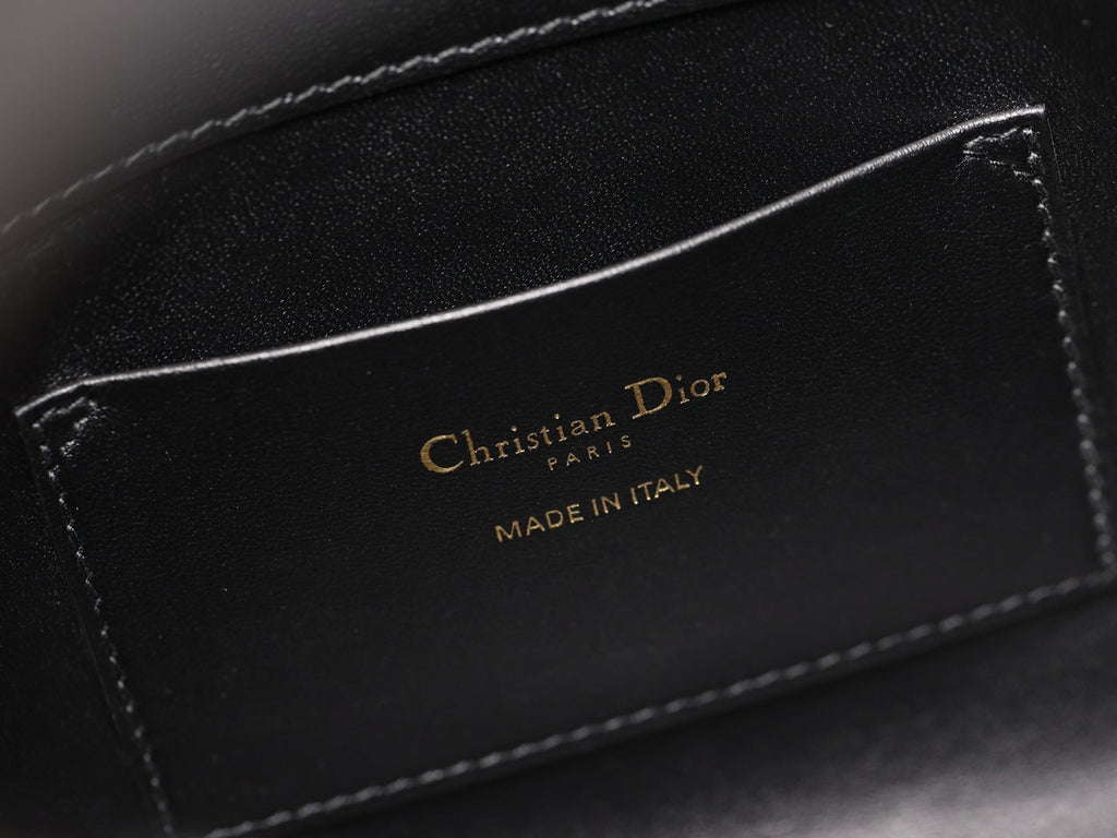 Christian Dior Small Dior Toujours Vertical Tote Bag Black Macrocannage Crinkled Calfskin