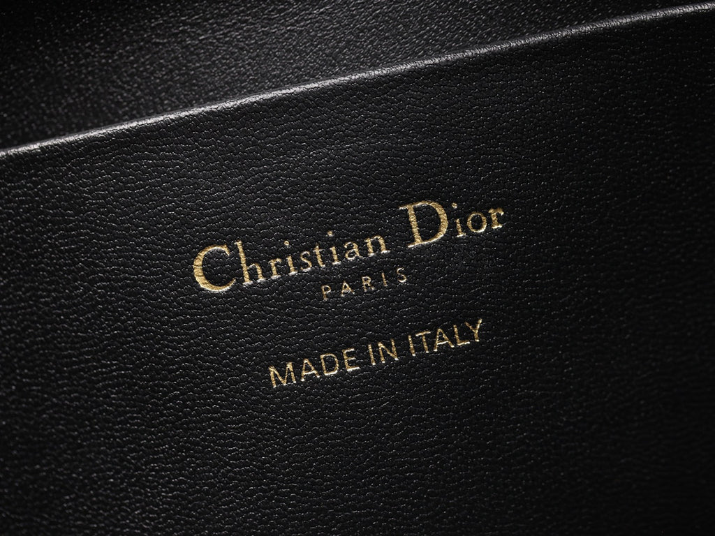 Christian Dior Small Dior Toujours Vertical Tote Bag Black Macrocannage Crinkled Calfskin