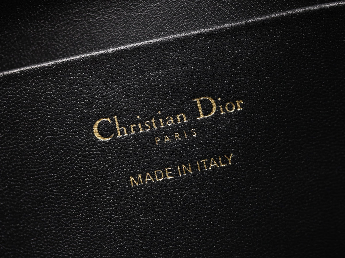 Christian Dior Small Dior Toujours Vertical Tote Bag Black Macrocannage Crinkled Calfskin