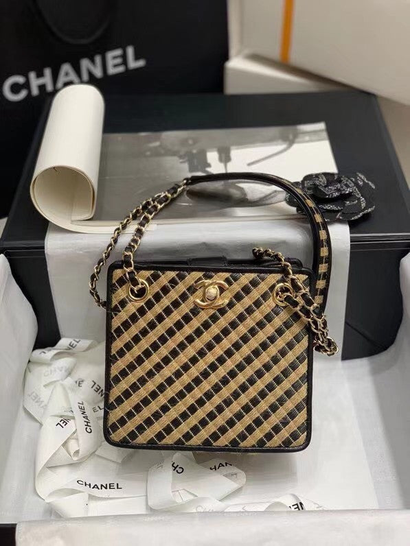Chanel Raffia, Jute Thread drawstring bag