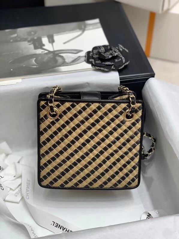 Chanel Raffia, Jute Thread drawstring bag