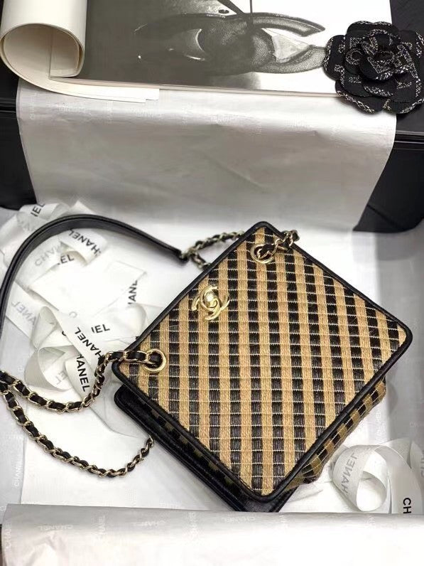 Chanel Raffia, Jute Thread drawstring bag