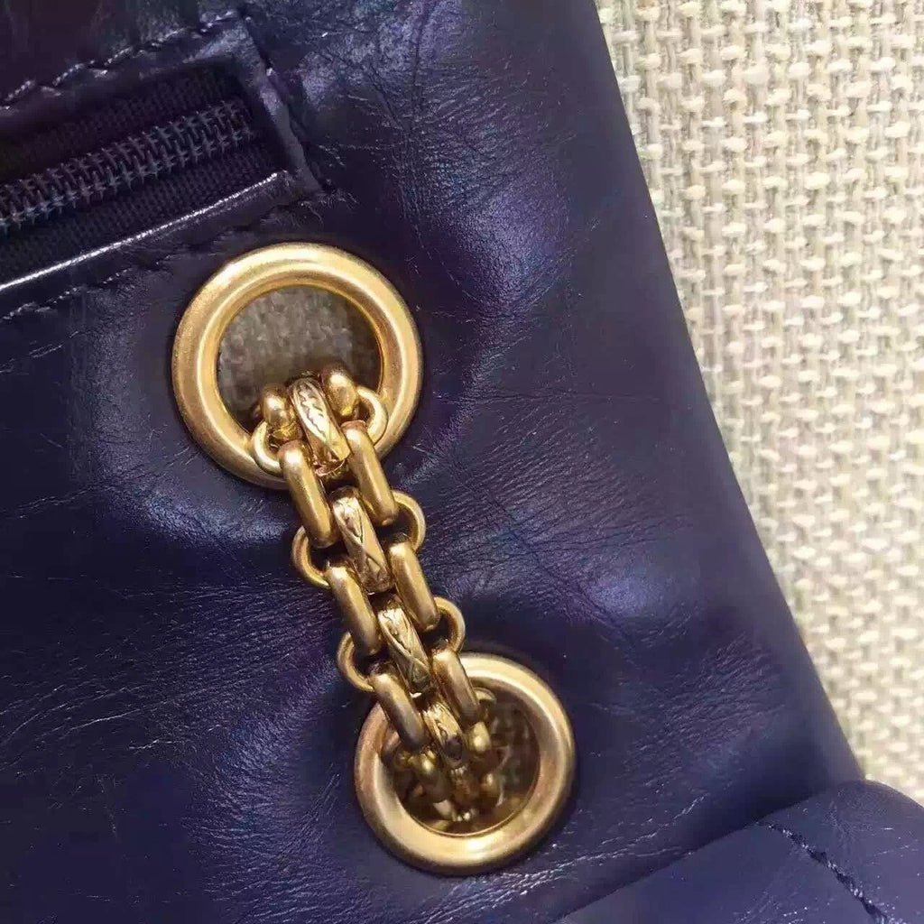 Chanel Midnight Blue V Quilted Aged Calf Chevron Flap Bag with Golden Hardware Midnight Blue with Golden HW