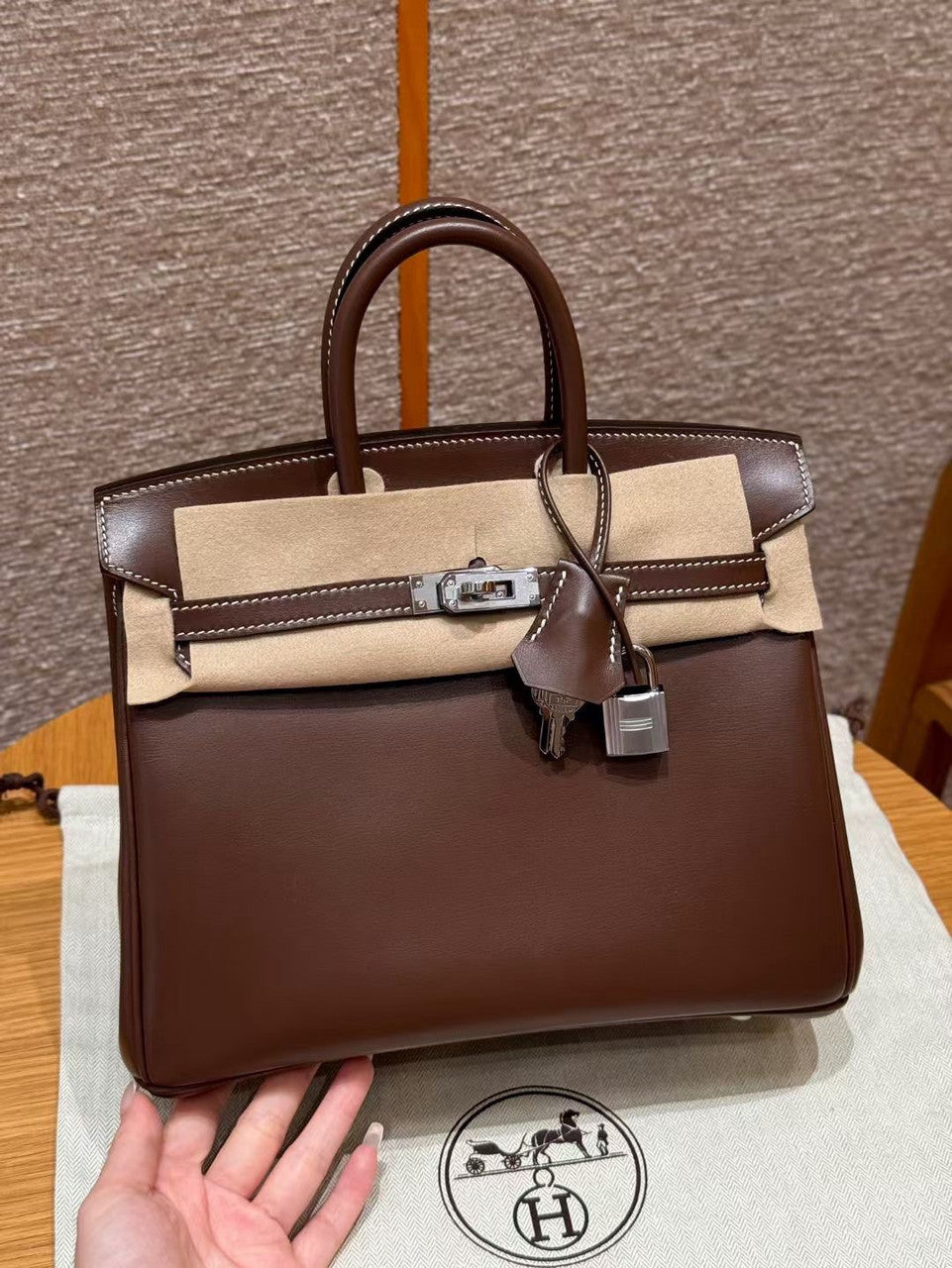 Hermes Birkin 25  Chocolate Box Leather Palladium Hardware