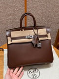 Hermes Birkin 25  Chocolate Box Leather Palladium Hardware