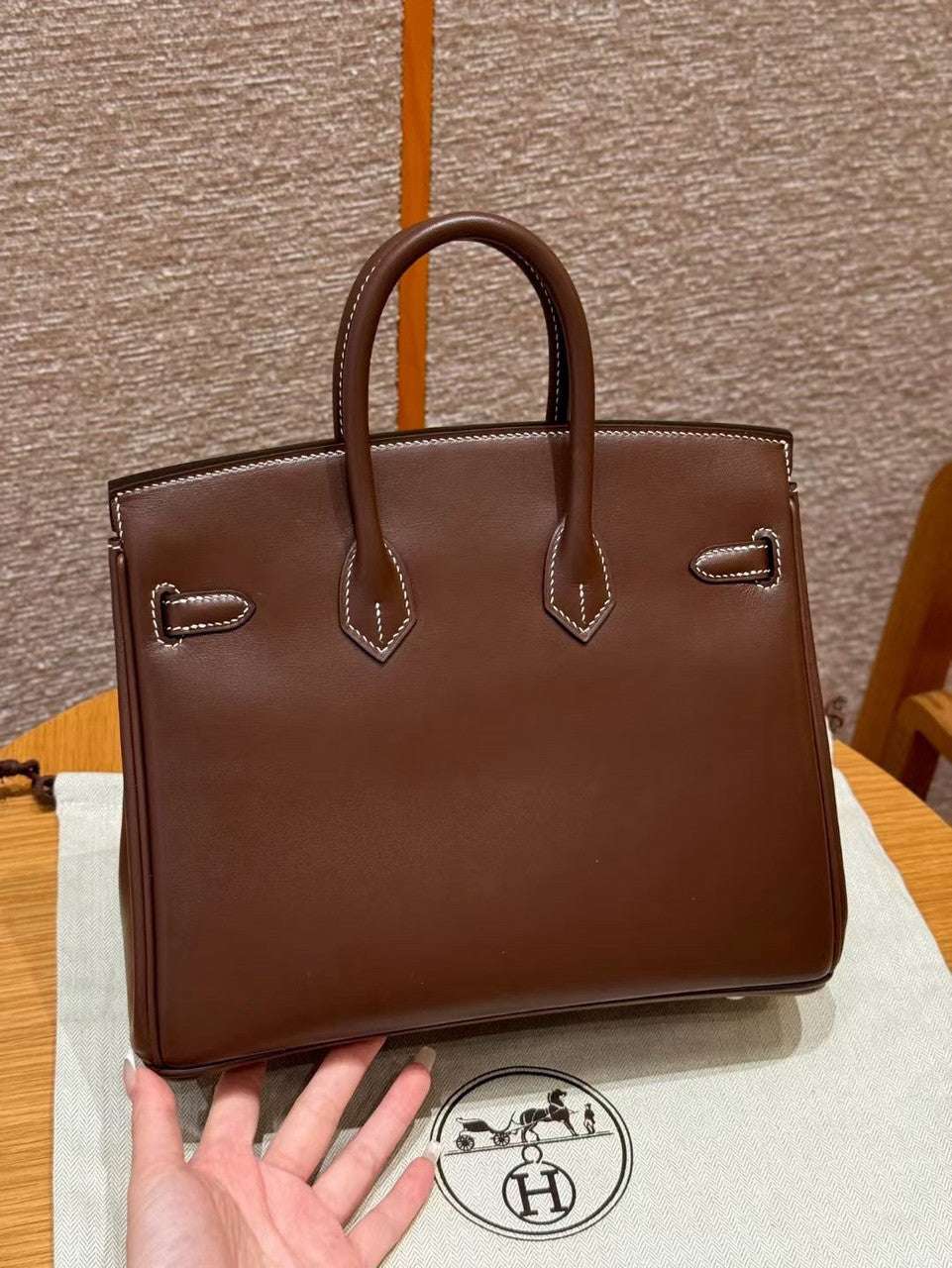 Hermes Birkin 25  Chocolate Box Leather Palladium Hardware