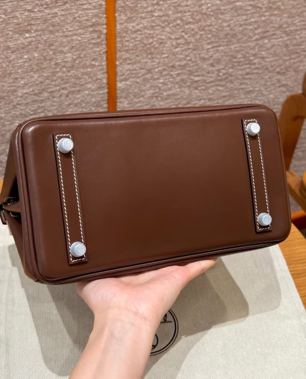 Hermes Birkin 25  Chocolate Box Leather Palladium Hardware