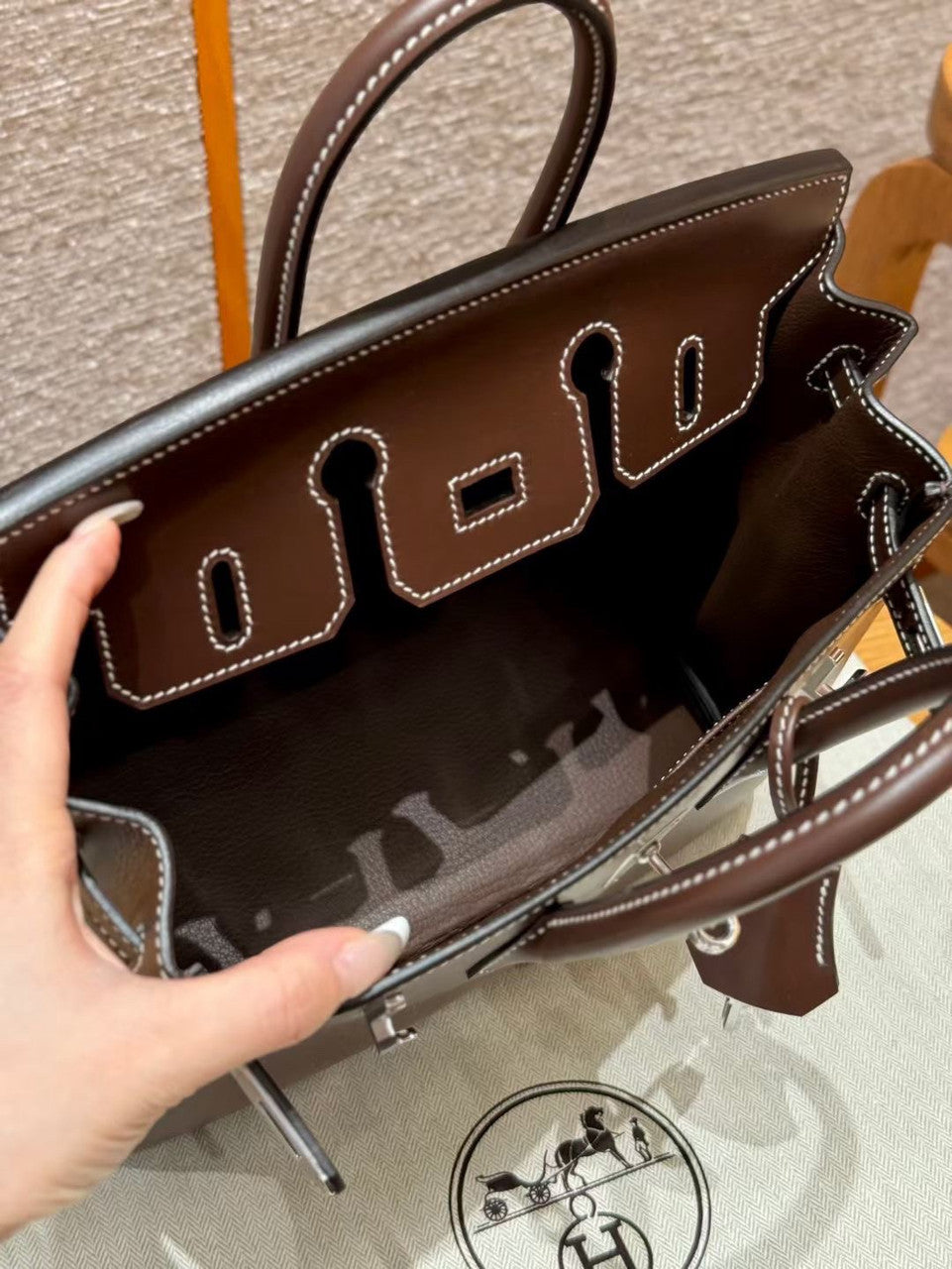 Hermes Birkin 25  Chocolate Box Leather Palladium Hardware