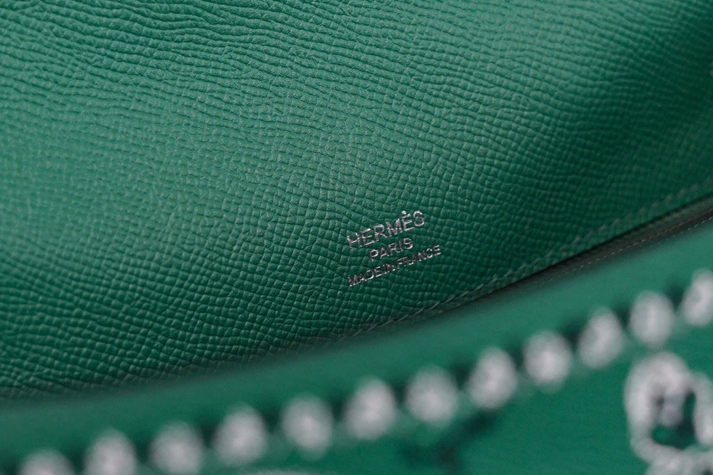 Hermes x Jay Ahr Special Edition custom-embroidering Green Kelly 28 Bag Epsom Leather Palladium Hardware
