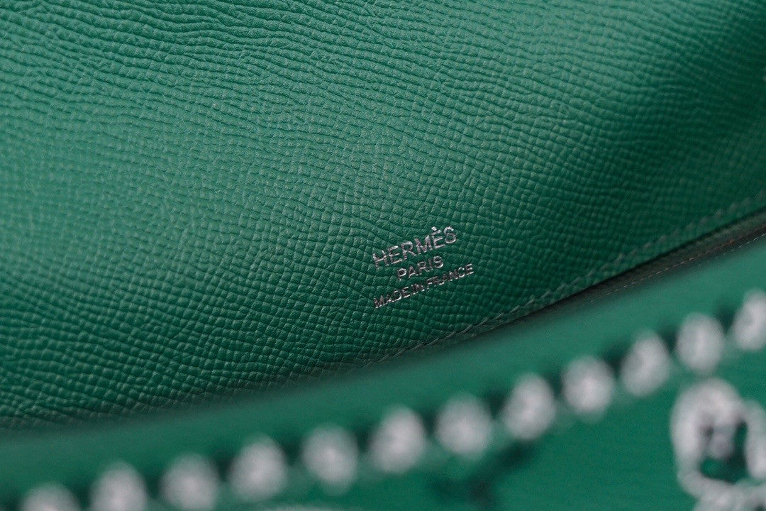 Hermes x Jay Ahr Special Edition custom-embroidering Green Kelly 28 Bag Epsom Leather Palladium Hardware