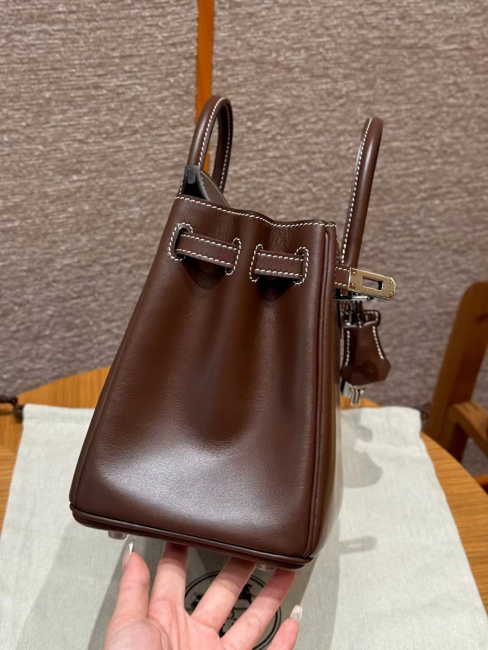Hermes Birkin 25  Chocolate Box Leather Palladium Hardware