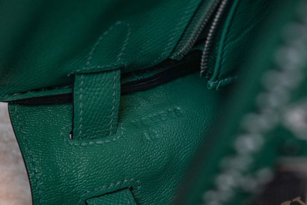 Hermes x Jay Ahr Special Edition custom-embroidering Green Kelly 28 Bag Epsom Leather Palladium Hardware