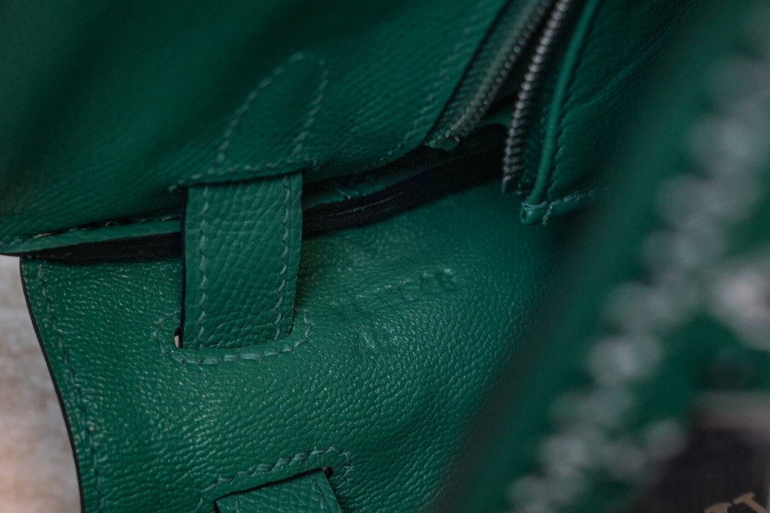 Hermes x Jay Ahr Special Edition custom-embroidering Green Kelly 28 Bag Epsom Leather Palladium Hardware