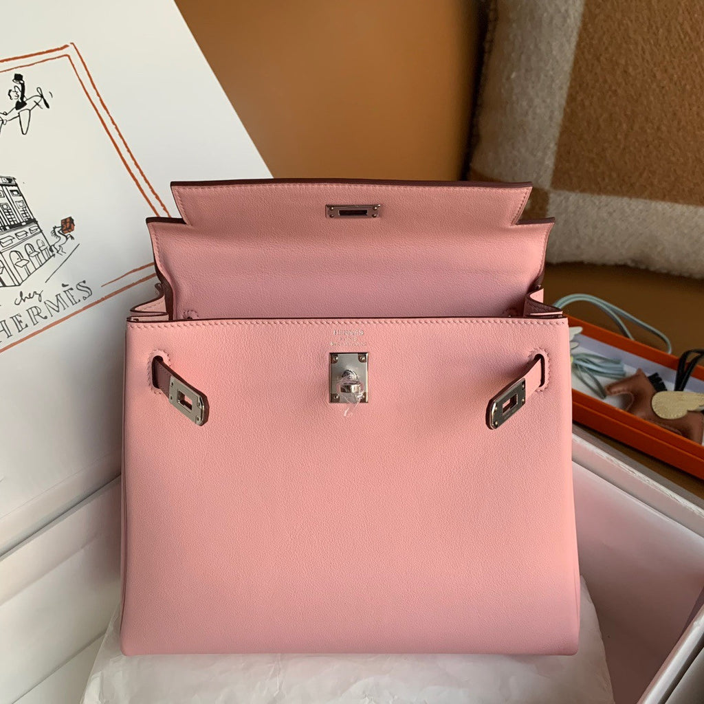 Hermès 3Q Rose Sakura  Kelly 25 Swift Palladium Hardware