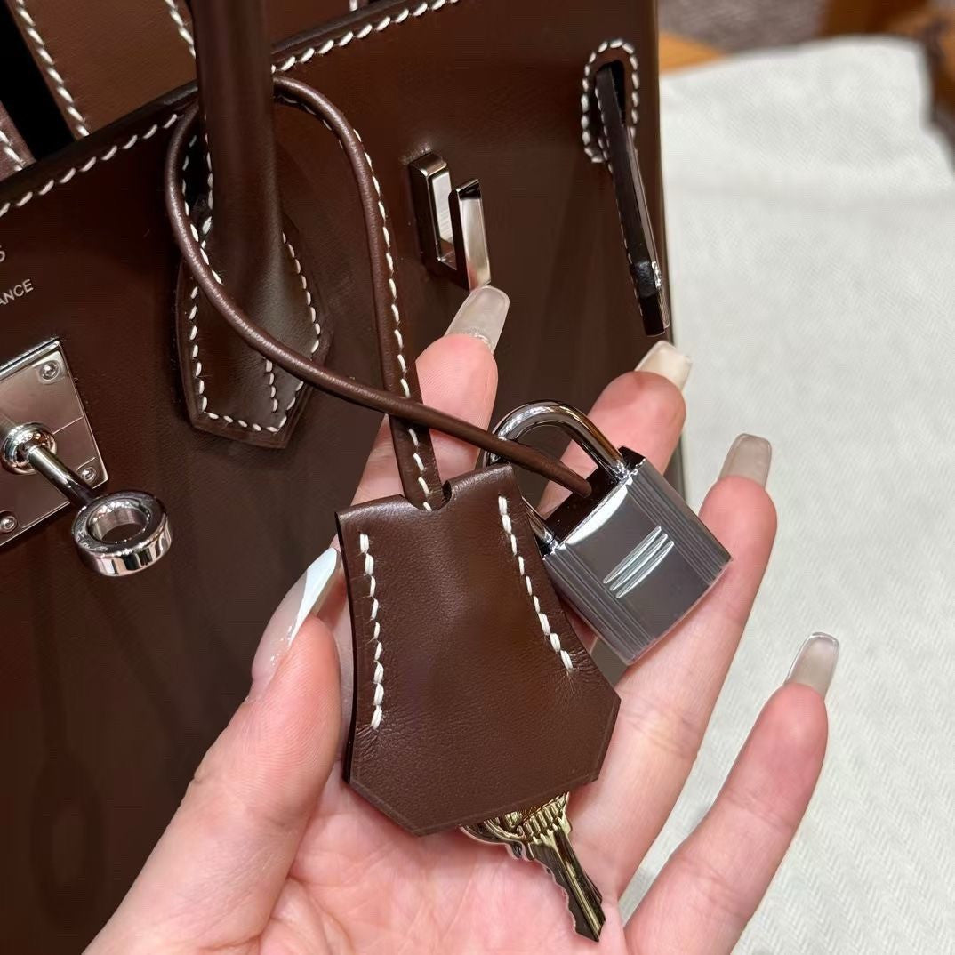 Hermes Birkin 25  Chocolate Box Leather Palladium Hardware