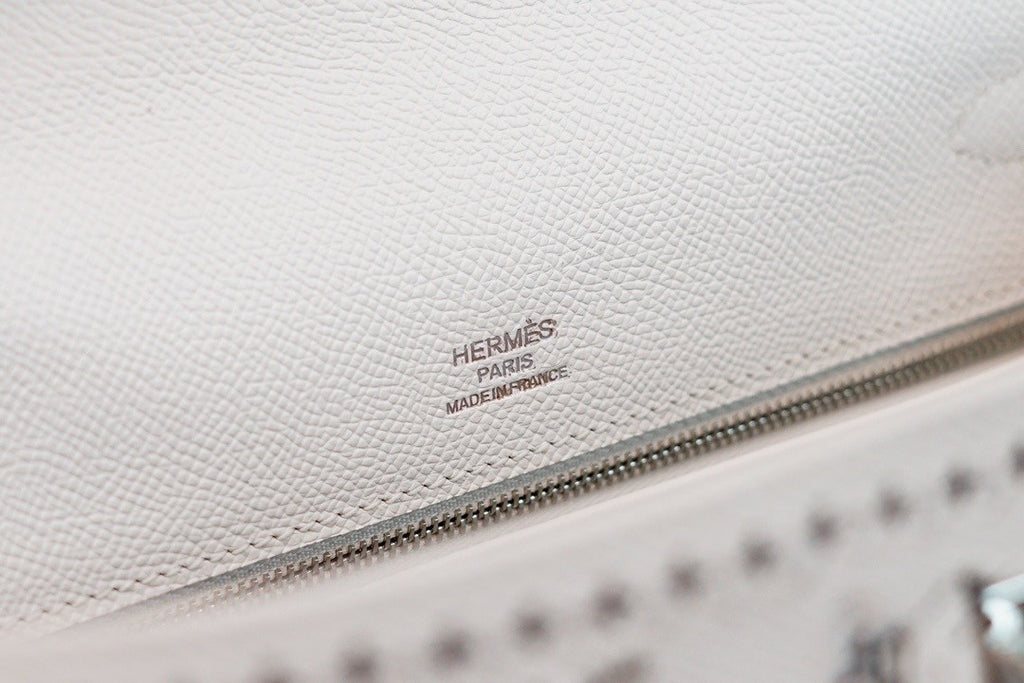 Hermes x Jay Ahr Special Edition custom-embroidering White Kelly 28 Bag Epsom Leather Palladium Hardware